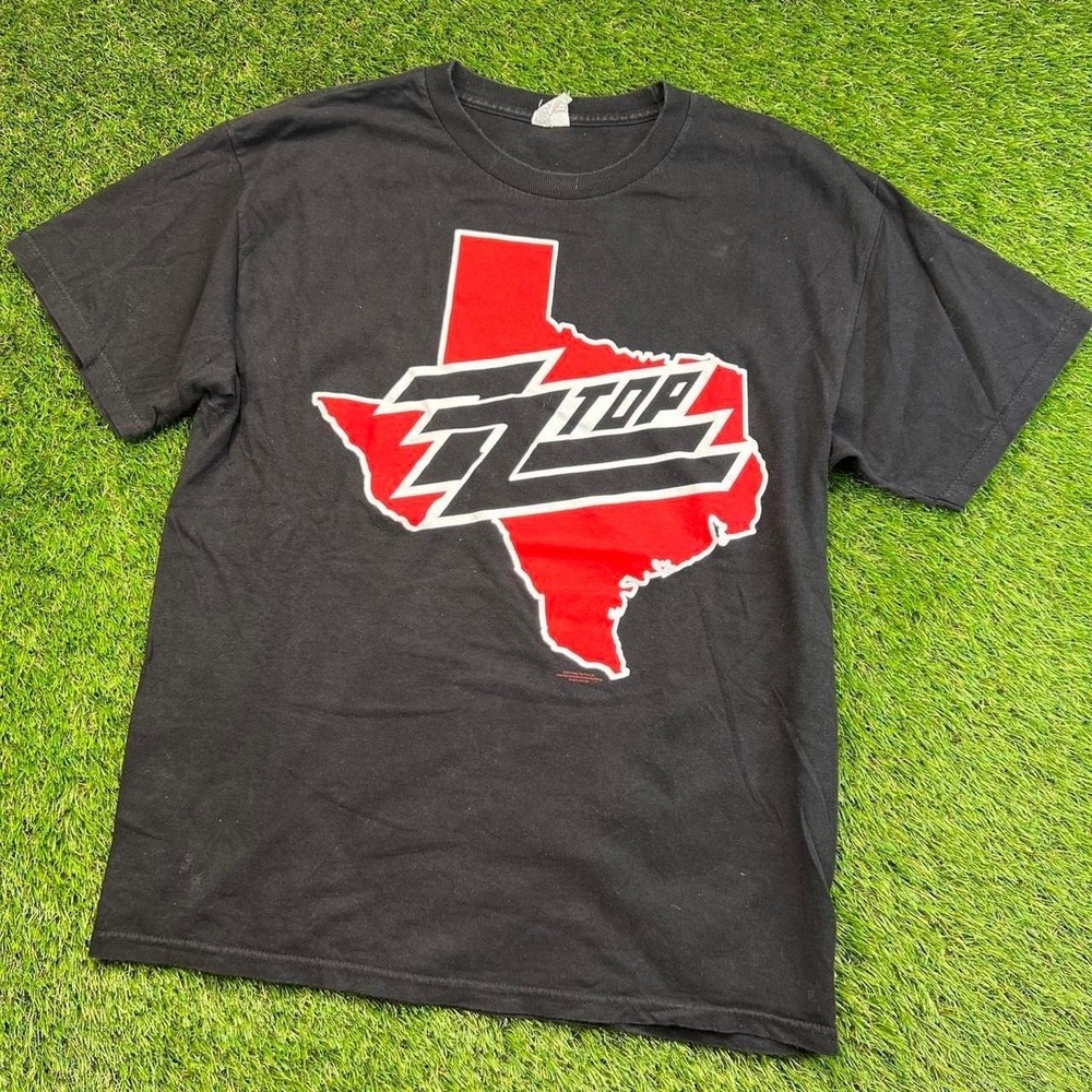 ZZ Top Texas Logo Band T Shirt Large Rock Blues Concert Graphic Black Tee Y2K